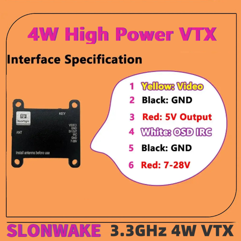 SLONWAKE FPV 3.3G 16CH 4000mW  - огляд і ціна Rc Transmitter