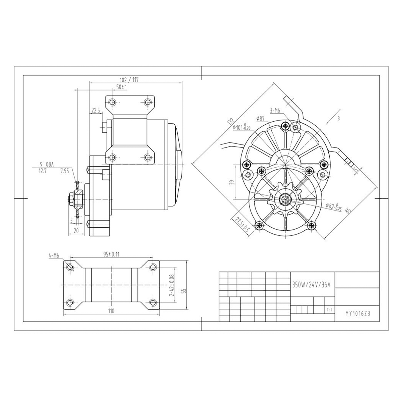 24V 250W DC Brushed Motor E‑Bi - огляд і ціна Brushless Motor